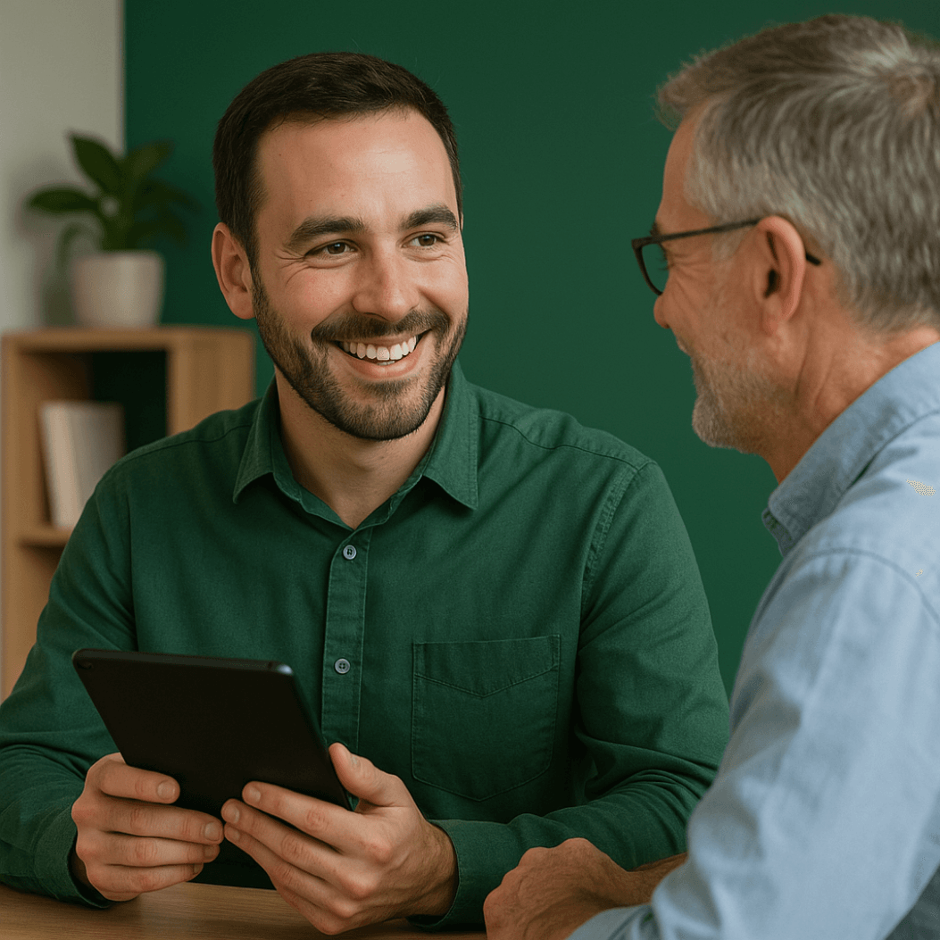 Conseiller You Energie échangeant avec un dirigeant d'entreprise